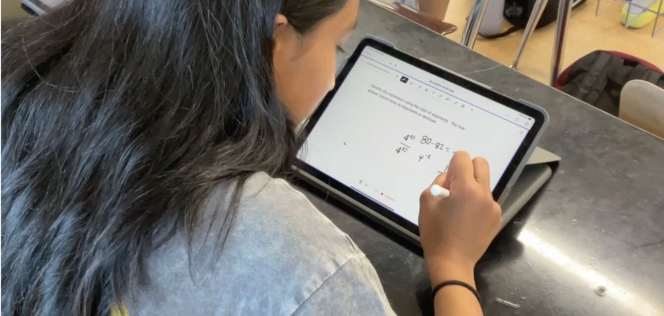 Photo of student using Snorkl app