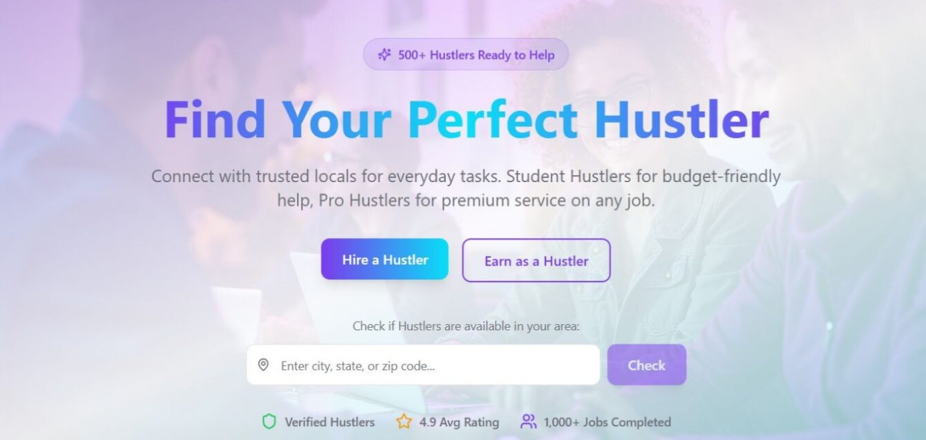 Screenshot of Hustle & Hub app on desktop