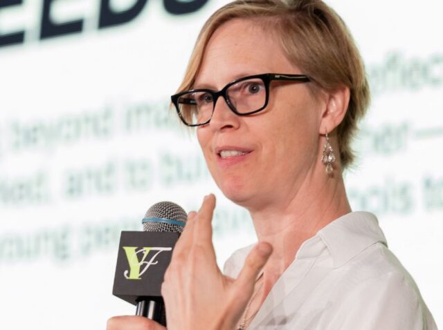 Charlotte Dungan speaking at the What the World Needs Now panel. Ben Porter Photography