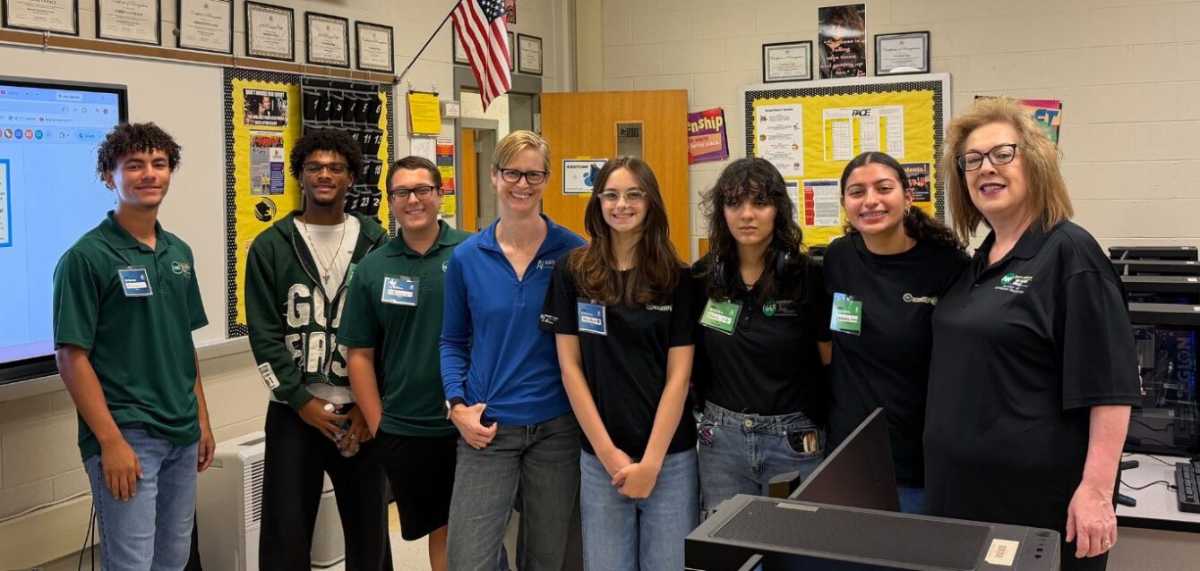 Charlotte Dungan, students, and teachers in Cumberland County